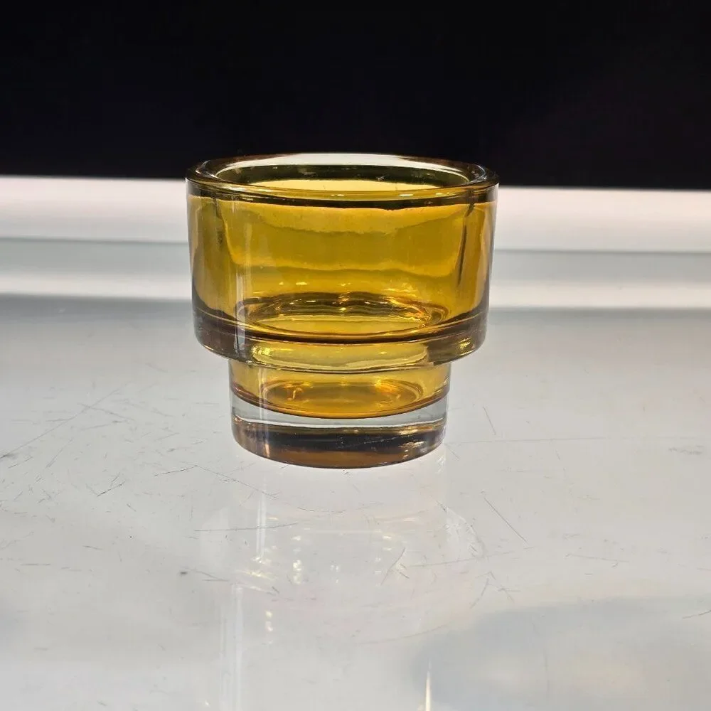 Ikea Thick Amber Glass Tea Light Candle Holder Single